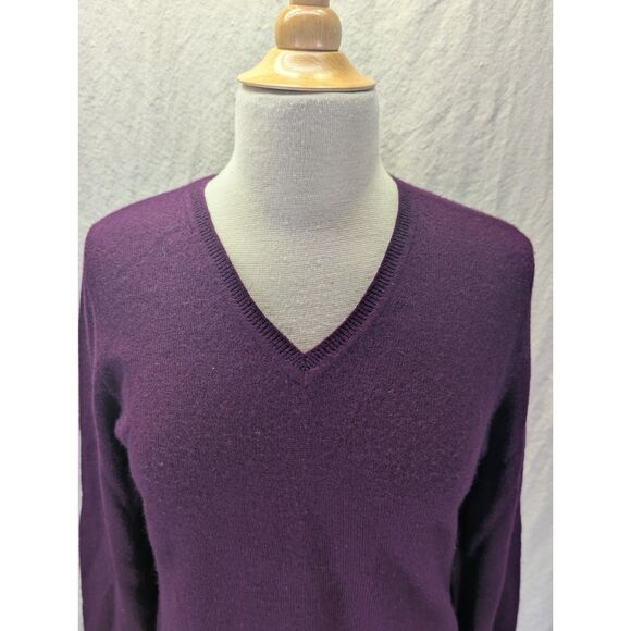 100% Cashmere long sleeve v neck sweater plum size large - Picture 6 of 9